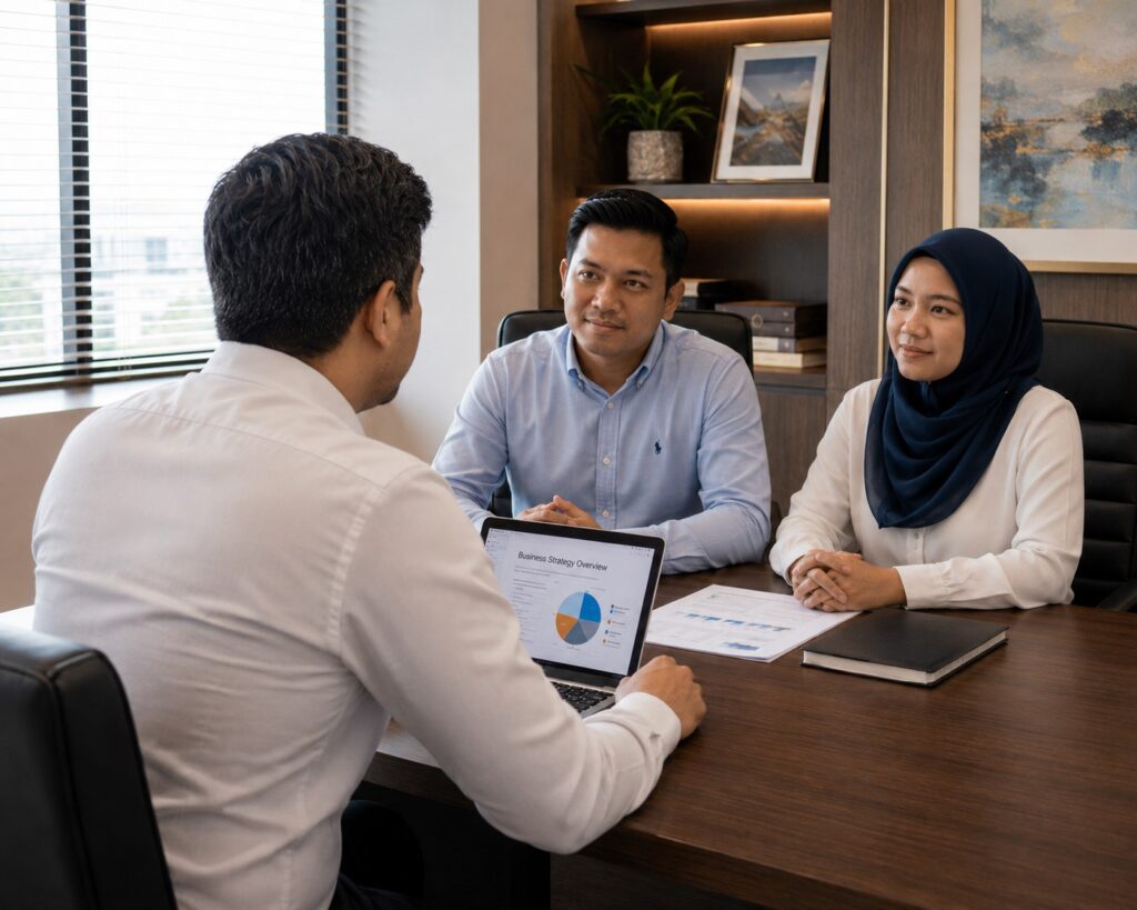 business strategy discussion in office meeting